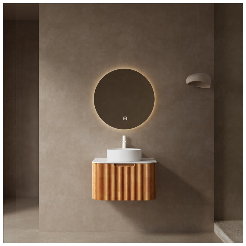 Meuble-lavabo à rebords arrondis 24 po avec lavabo rond en céramique, 24"