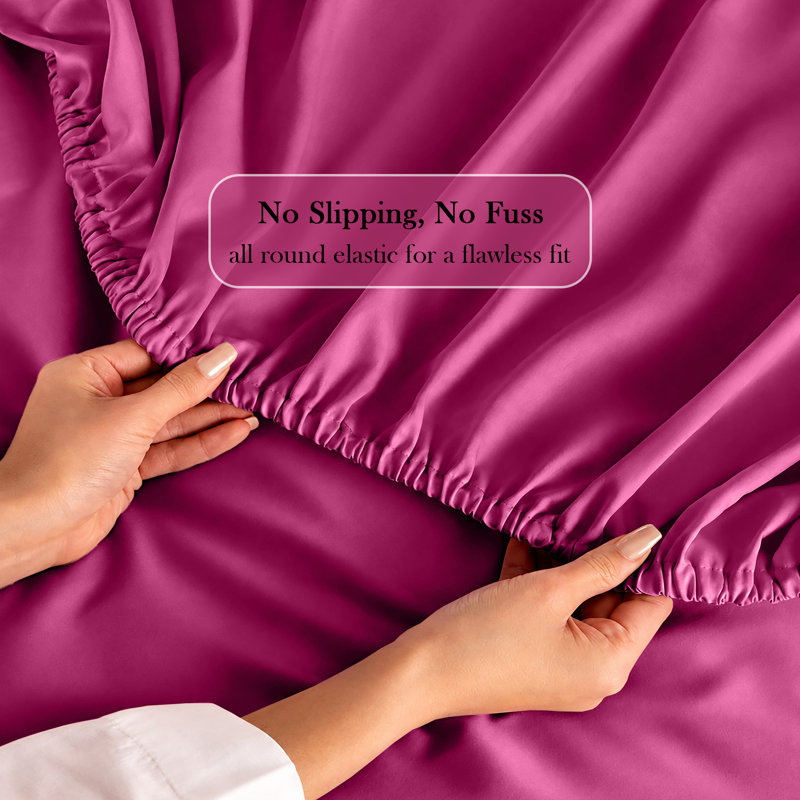Bedroom Collection Standard Fitted Sheet, Double, Hot Pink