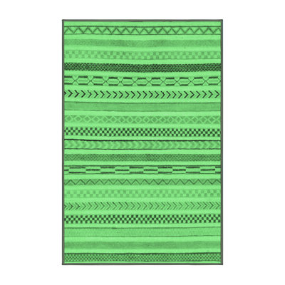 Tapis lavables à la machine à motif abstrait vert émeraude 2270