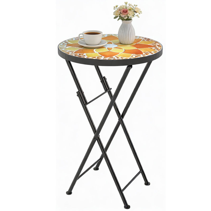 Round Metal Folding Outdoor Side Table , 35.5cm cm W 35.5cm cm D
