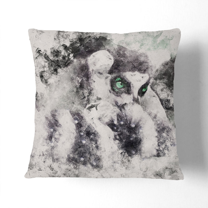 Ring-Tailed Lemur Cushion with Filling, 40cm H x 40cm W x 15cm D