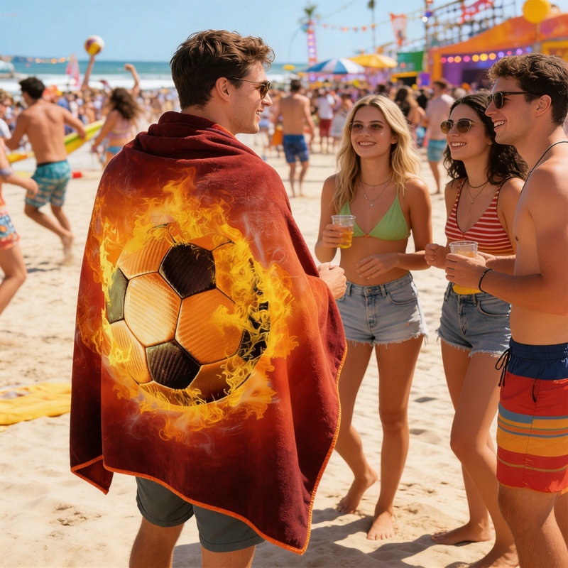 Grande serviette de voyage légère en microfibre sans sable pour le soccer, Orange