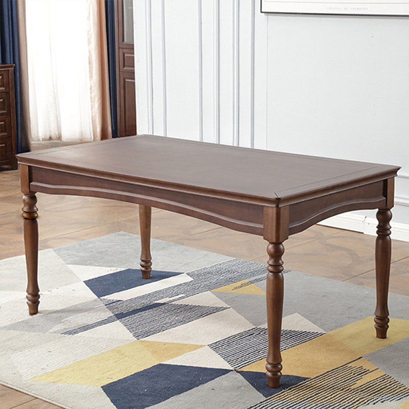 Light Coffee Rectangular Solid Wood Dining Table, 29.92"H x 59.06"L x 33.46"W