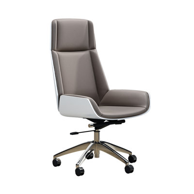 46.06" H Gray Leather Executive Chair – Adjustable Height, Ergonomic Back, Smooth Swivel & Quiet Casters for Office & Conference Use