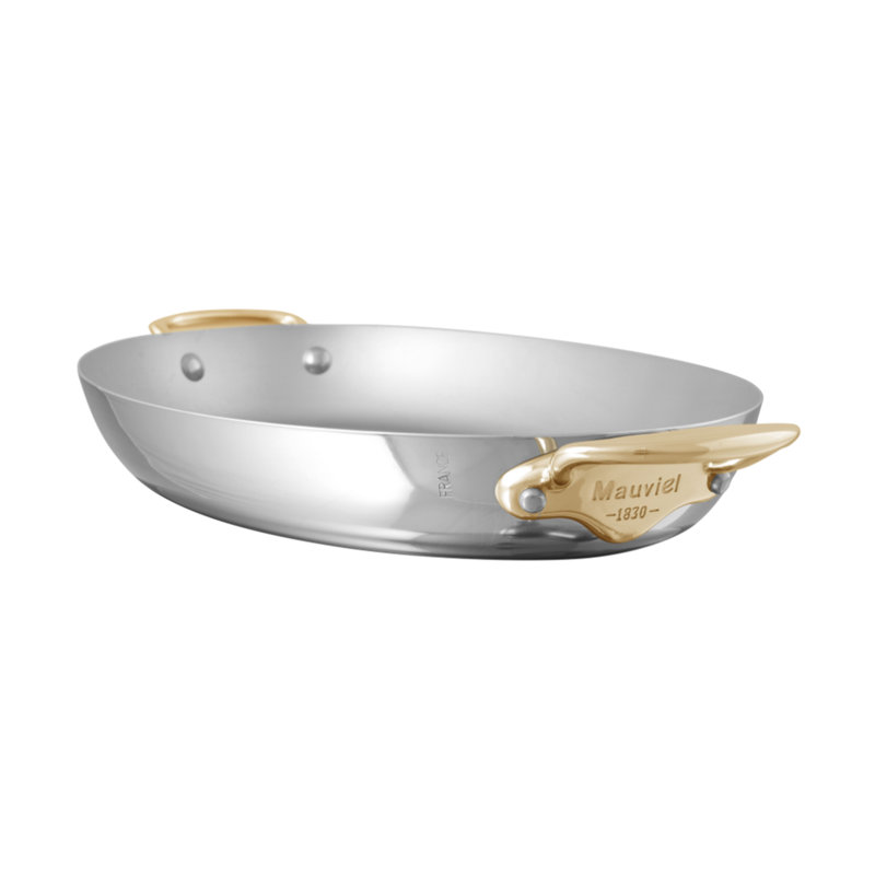 Mauviel M'cook B Oval Pan With Brass Handles, 13.8"