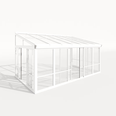 Serre en verre trempé blanc 16,7 pi x 9,5 pi avec portes coulissantes