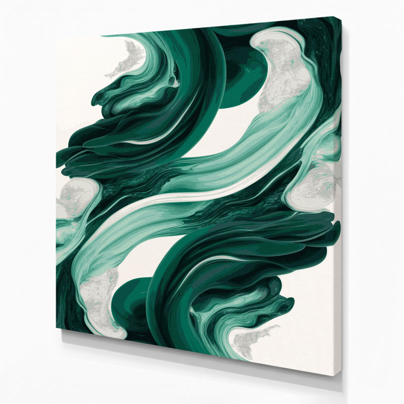 «Abstract Landscape 44», art mural sur toile verte, H 12 po x l 12 po