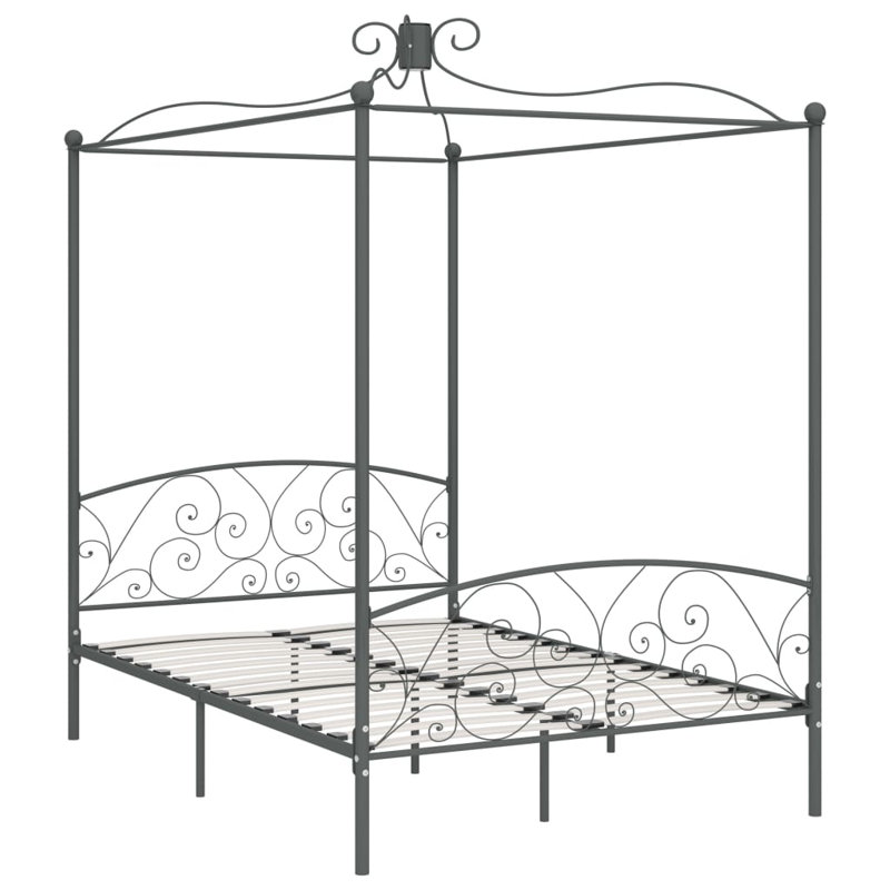 Rocky Metal Bed, grey, 140 x 200 cm