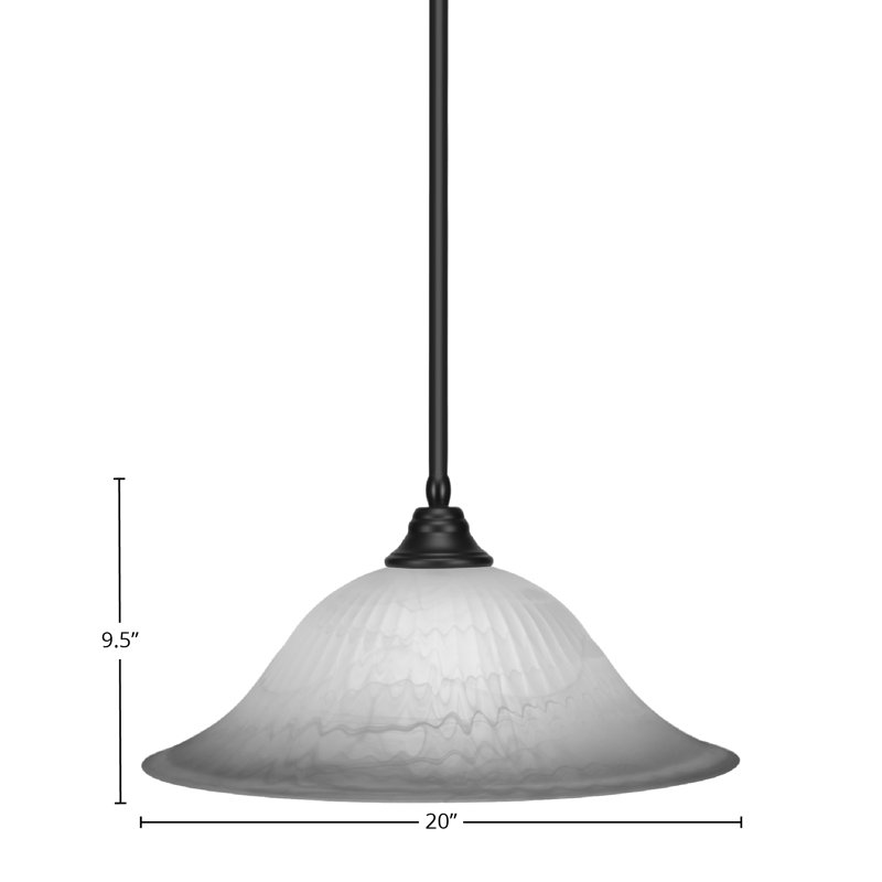 Luminaire suspendu à tige, Noir mat, Gris
