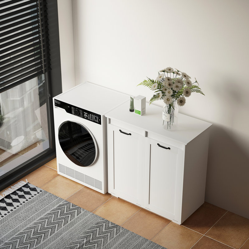 Armoire à linge blanche spacieuse avec doublures amovibles - convient à tous les vêtements sales et pratiques Profondeur: 31,12; hauteur; 15,34; largeur; conception moderne qui ajoutera une touche de style à votre espace.
