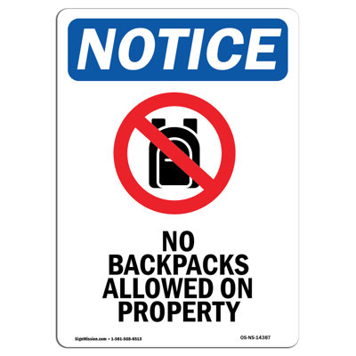 No Backpacks Allowed Sign