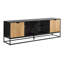 Meuble télé 72 po avec rangement, stratifié bicolore et pieds en métal Modern
