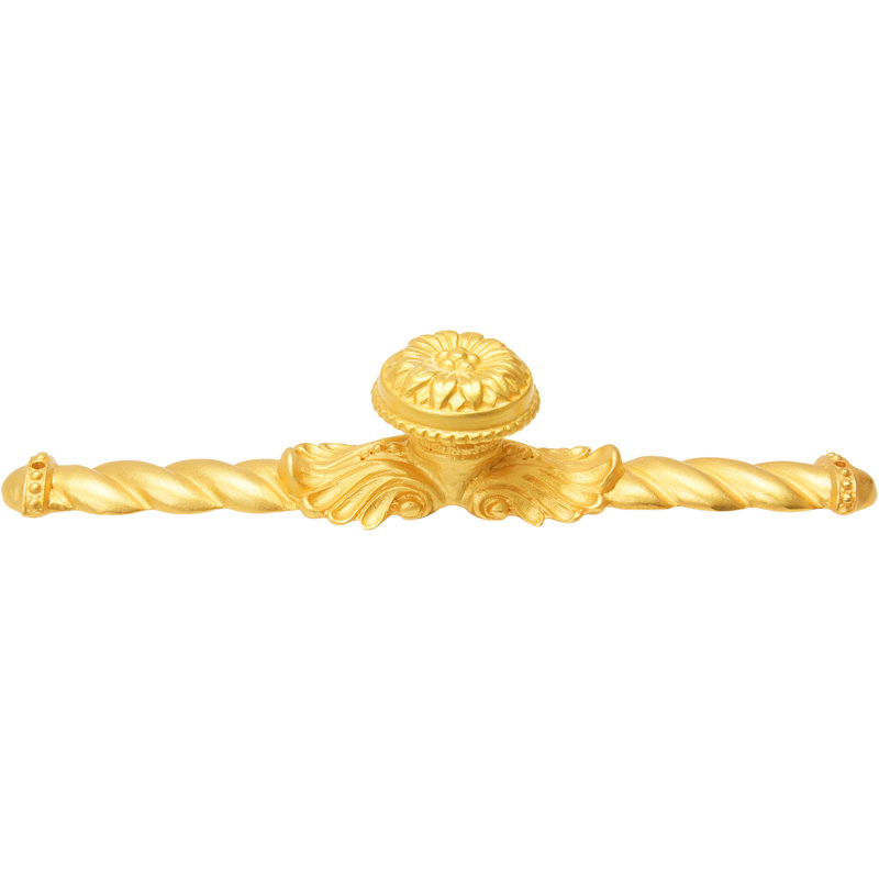 Grand bouton en acanthe avec pied évasé de style rosette avec grande plaque arrière , Doré