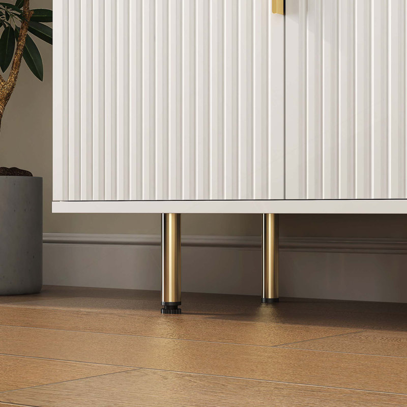 Buffet moderne avec rangement et tablettes réglables, Blanc