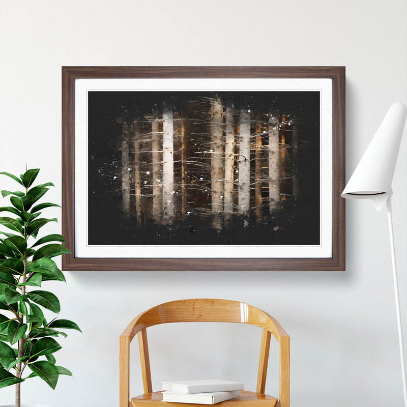 Bare Trees - Picture Frame Graphic Art, 27cm H x 36cm W x 2cm D, Walnut
