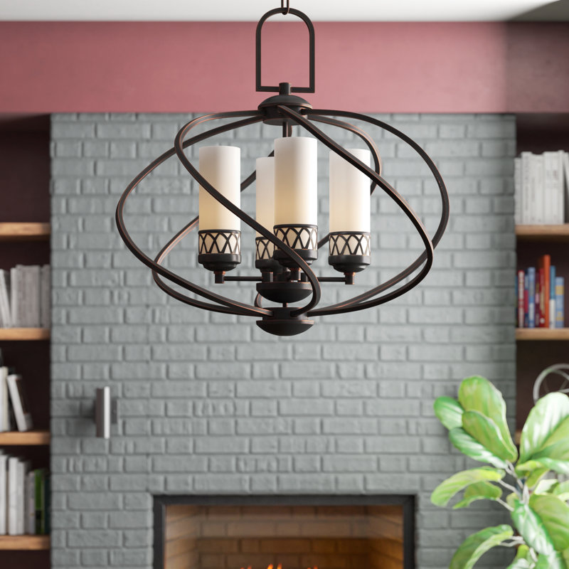 Luminaire suspendu sphérique unique à 4 lumières Wallasey, Bronze vieilli