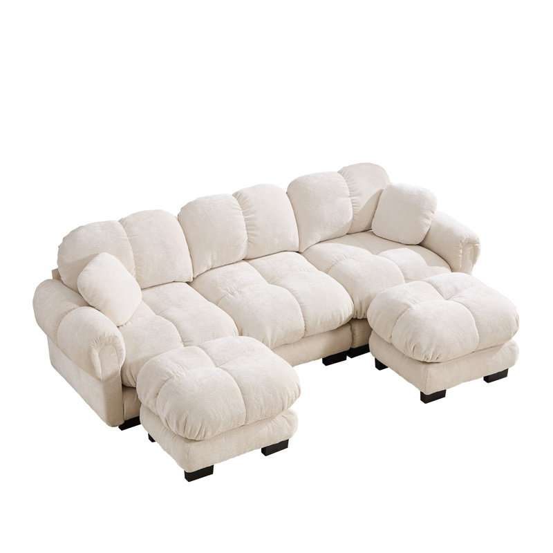 Canapé modulaire en U modulaire en chenille 104 po avec 2 repose-pieds Fairmont, Beige