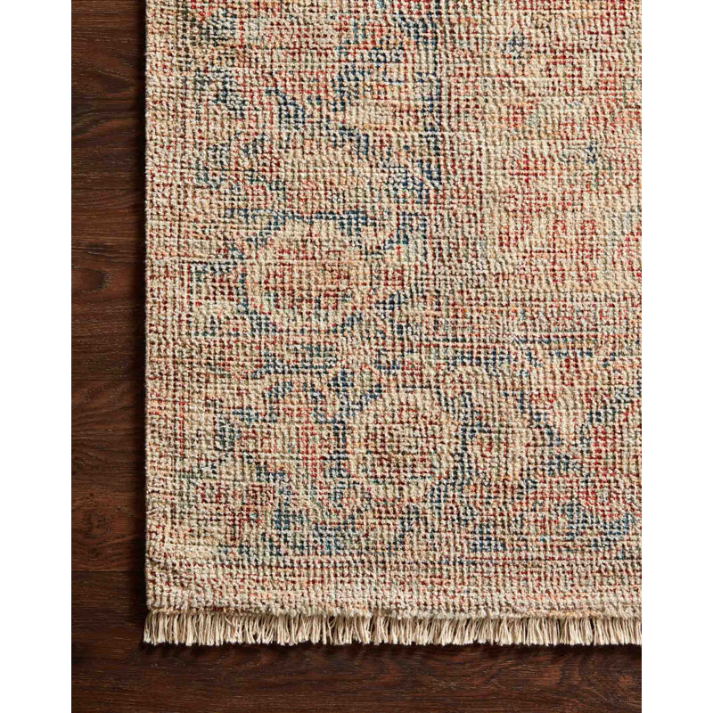 Jacarra Square Amanda Oriental Hand-Woven Flatweave  1'6" x 1'6" Beige/Red Area Rug, Square 1'6"