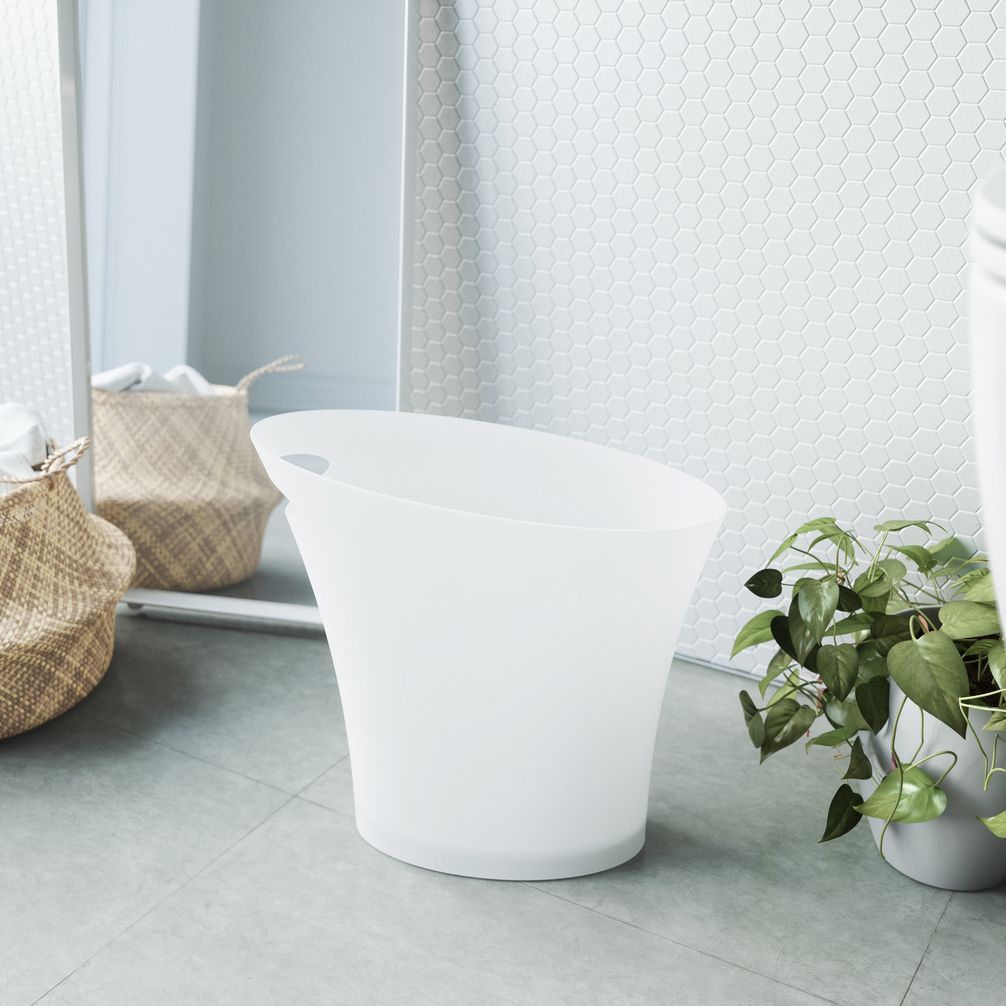 Skinny 2 Gallons Waste Bin, White