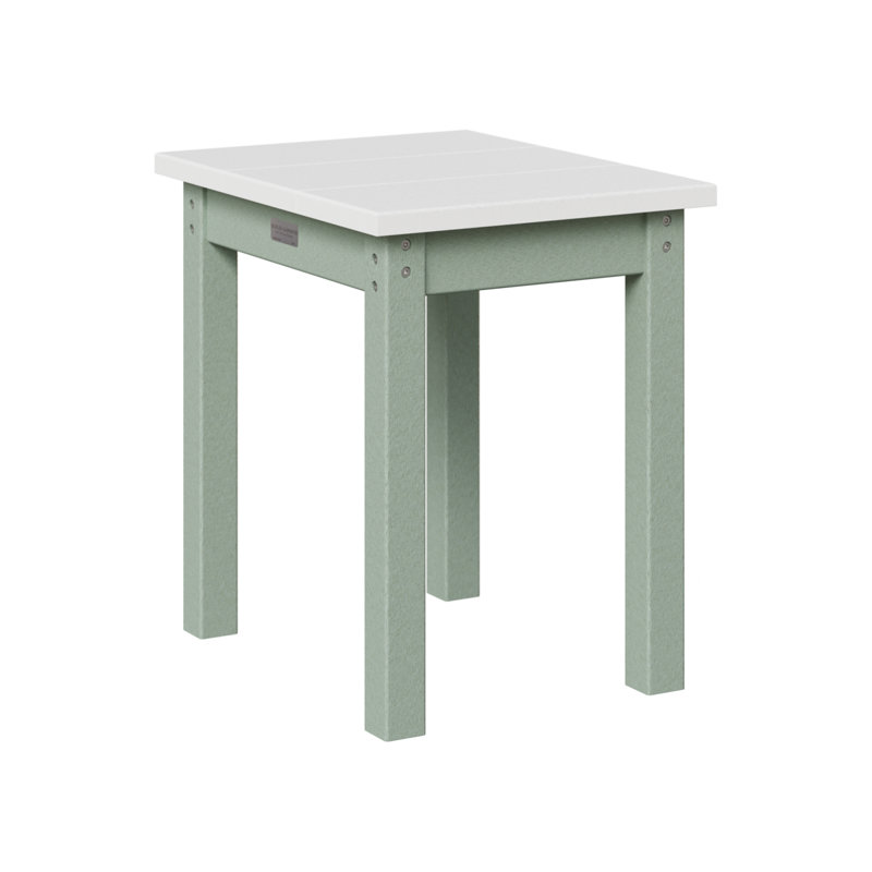 Outdoor Rectangle Side Table, Seafoam, White