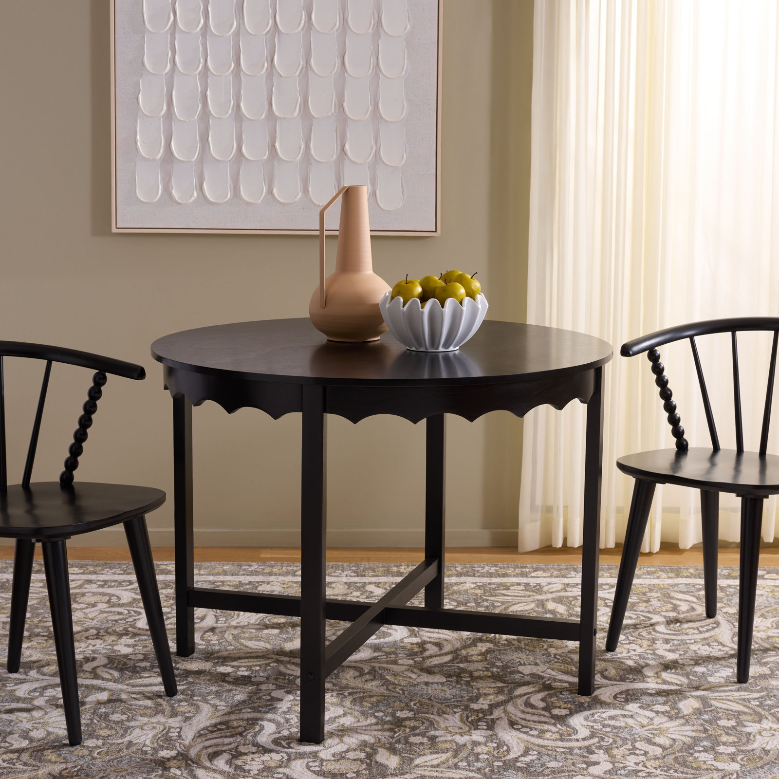 Catana 39" Pine Dining Table, Matte Black