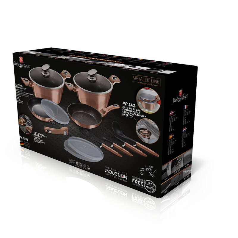 Non-Stick Aluminum Cookware Set, Rose Gold