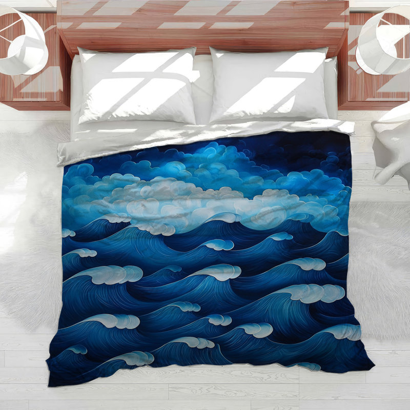 Wave Patterns Bedding Water Comforter Coastal Beach, Twin Comforter