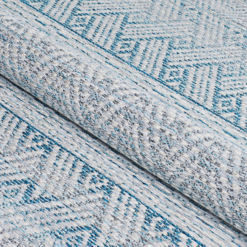 Koski Geometric Flatweave Surf Blue Indoor Outdoor Area Rug, Rectangle 2' x 3'7"