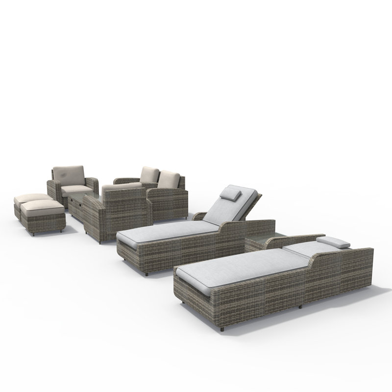 Almanza 8 - Person Patio Conversation Set with Cushions, Beige/Gray, Gray
