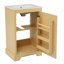 Meuble-lavabo de 20 po avec lavabo, armoire de salle de bain avec porte à fermeture douce, support de rangement et tablette réglable, bois naturel