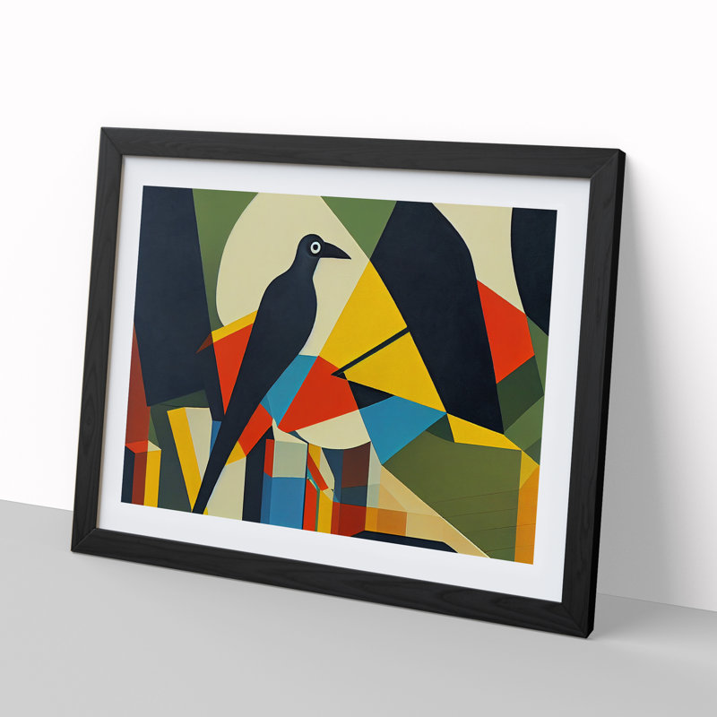Idyllic Abstract Bird - Single Picture Frame Print, Black, 34cm H x 46cm W x 2cm D
