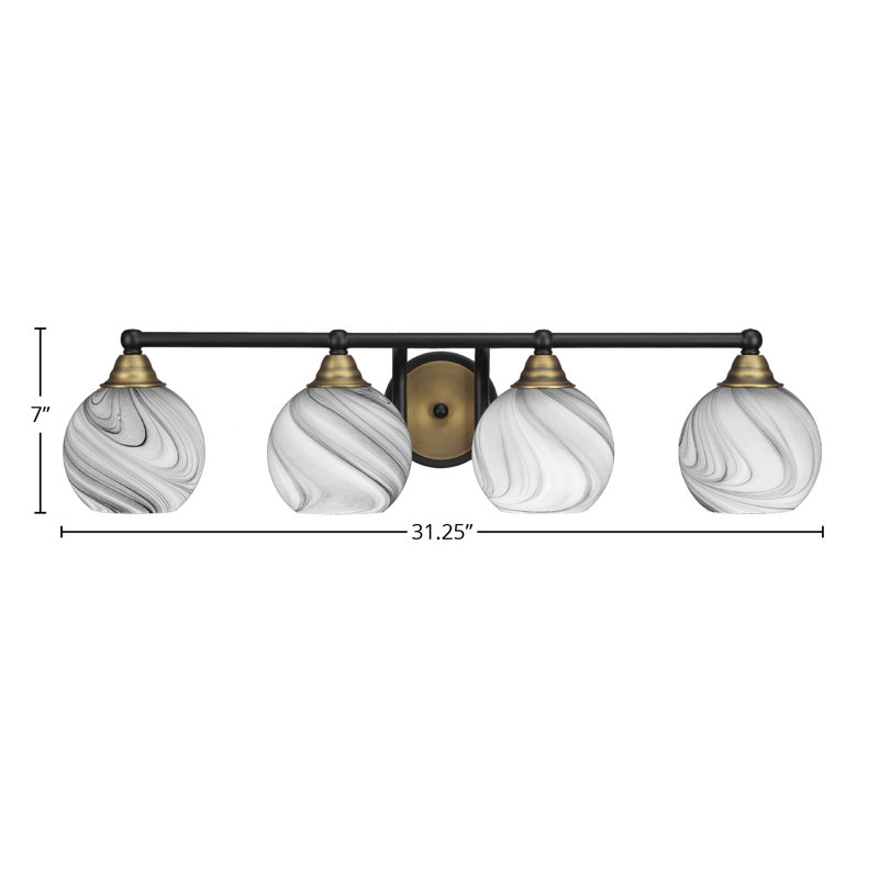 Michell 4-Light Bath Bar, Matte Black/Brushed Gold