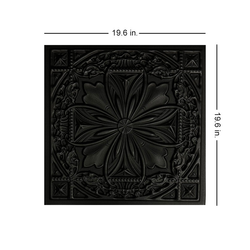 Lucas's Shield Black Matte Textured Polystyrene Ceiling Tile