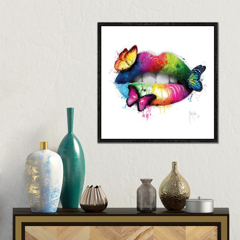Butterfly Kiss by Patrice Murciano - Floater Frame Gallery-Wrapped Canvas Giclée on Canvas, Black, 45.72 cm H x 45.72 cm W