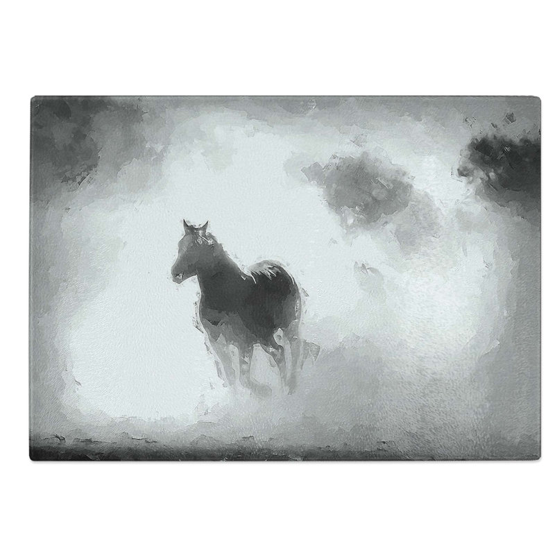 Glass Horses in Abstract Chopping Board, 39 cm W x 28.5 cm L