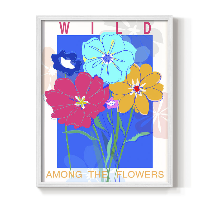 Reproduction encadrée Pop Wildflower Bouquet - bois massif, H 30 po x l 24 po, Blanc