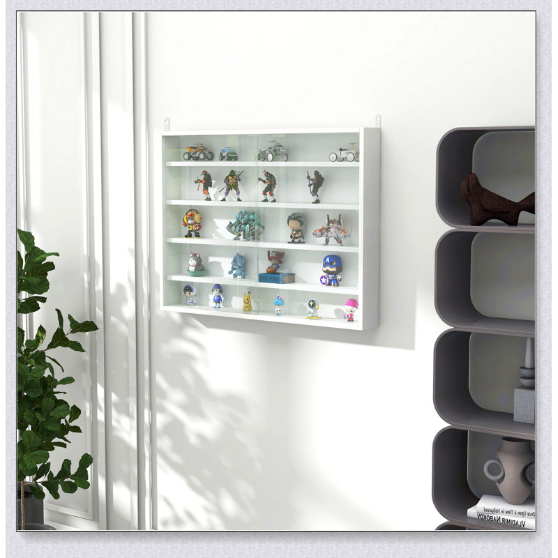 5-Tier Display Cabinet, Glass Display Case with 2 Doors