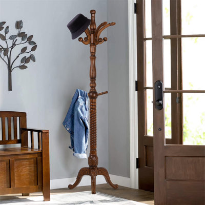 Deionta Solid Wood Freestanding 8 - Hook Coat Rack