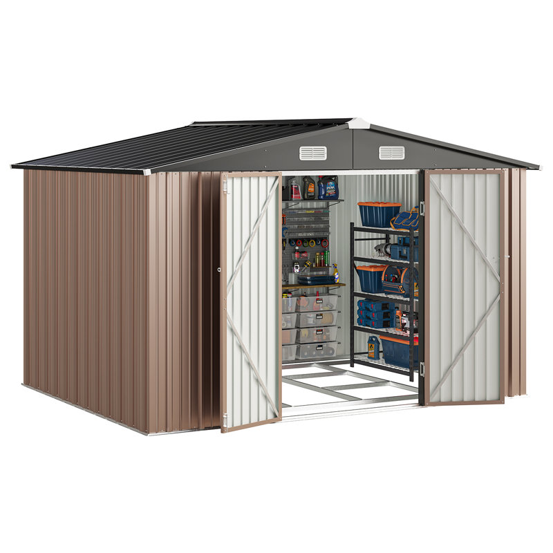 10 ft. W x 8 ft. D Metal Lean-to Storage Shed With Base