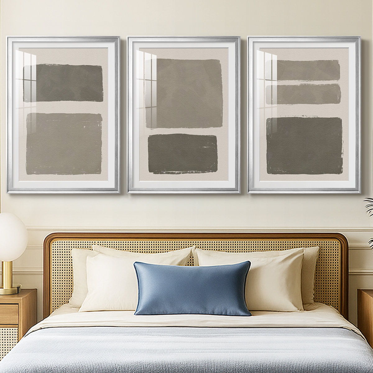 Neutral Colorblocked Set Hokku Designs Neutral Color Block I -Custom Framed Premium Print W Matt ...
