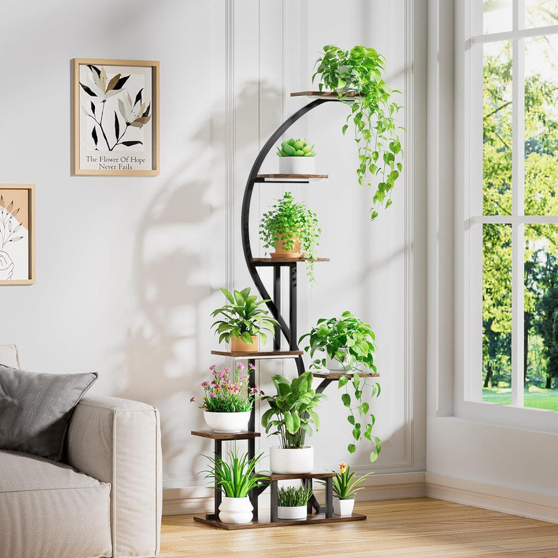 65" Tall 8-Tier Indoor Plant Stand with Grow Light