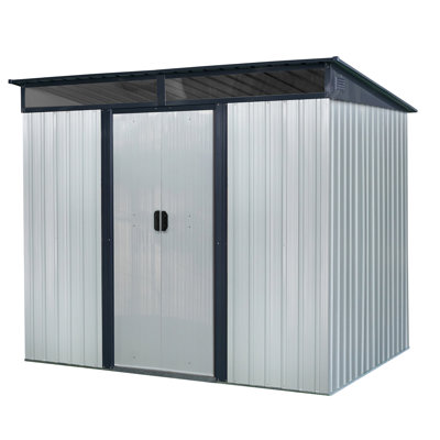 Lockable 8 X 6 Ft Outdoor Metal Storage - Secure Garden, Lawn Equipment With Resistance Ideal For