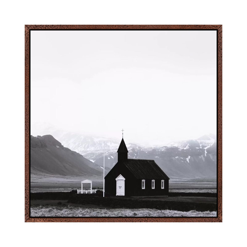 Black Church Budir II Square by Monika Strigel - Print on Canvas, 66.04cm H x 66.04cm W x 3.81cm D, Classic Brown Wood Framed