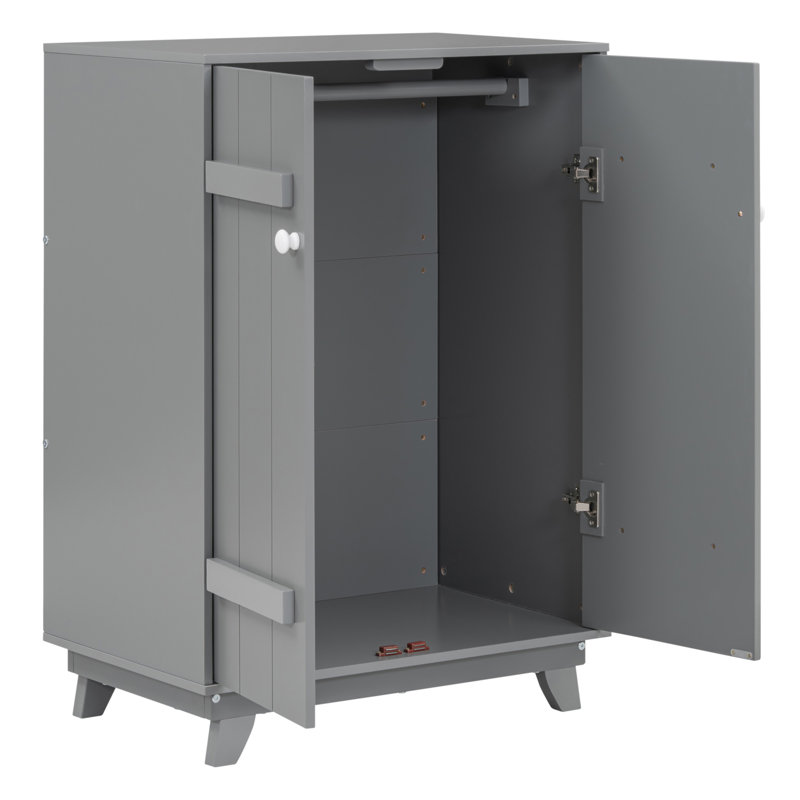 Armoire-penderie en bois avec tringle, armoires de rangement avec portes, Gris