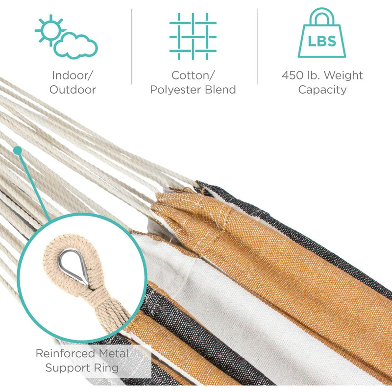 Desert Stripes 2-Person Cotton Hammock with Steel Stand