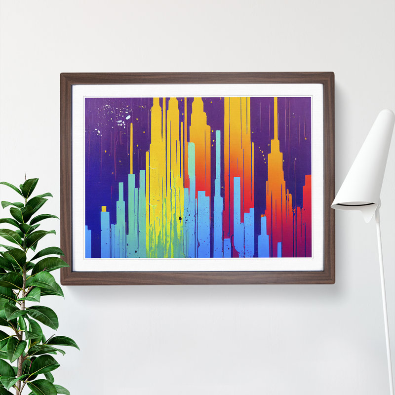 Spellbinding City Skyline Architecture - Framed Print, 25cm H x 34cm W, Walnut Frame