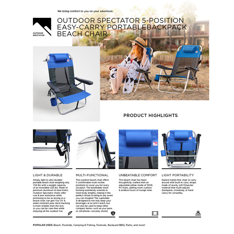 Chaise de plage inclinable pour l'extérieur, gris