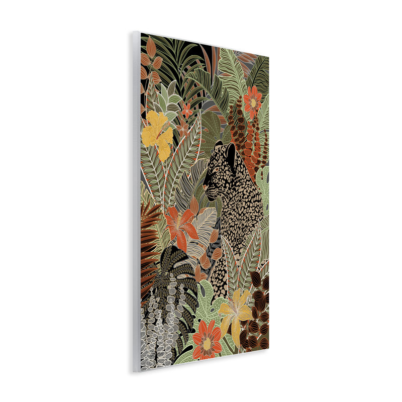 Leopard in Jungle Pattern Wall Plaque Art by Cat Thurman Designs, 19" H x 13" W x 0.5" D