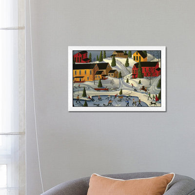 Ice Fishin 1 Piece Floater Frame Painting on Canvas