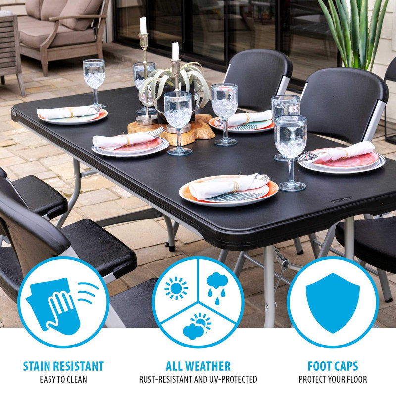 72'' Rectangular Portable Banquet Table, Black